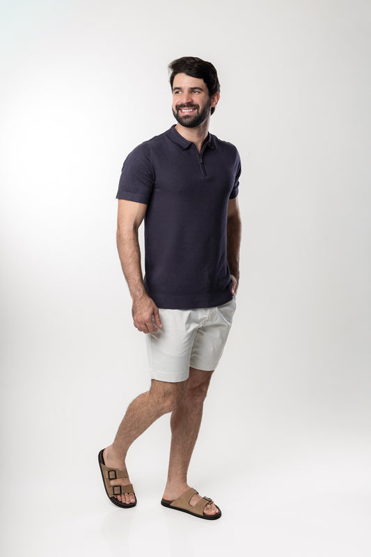 Polo Zíper Tricot - Chumbo