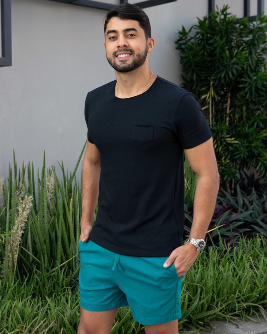 Short Linho c/ Elastano - Verde Água