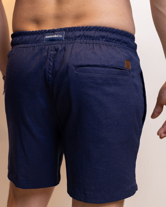 Short Linho c/ Elastano - Azul Marinho