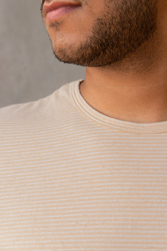 Camiseta Linho - Listra Marrom