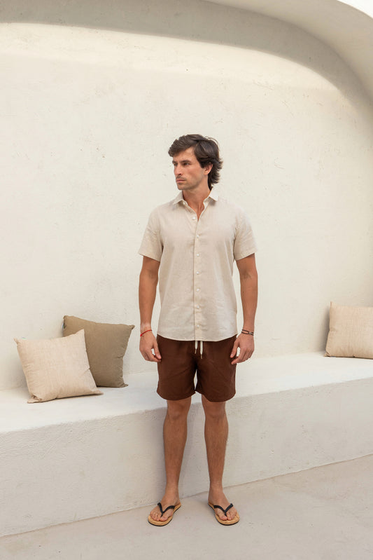 Camisa M/C Linho Premium - Natural