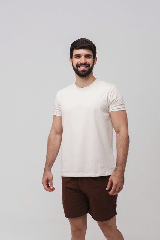 Short Linho c/ Elastano - Marrom