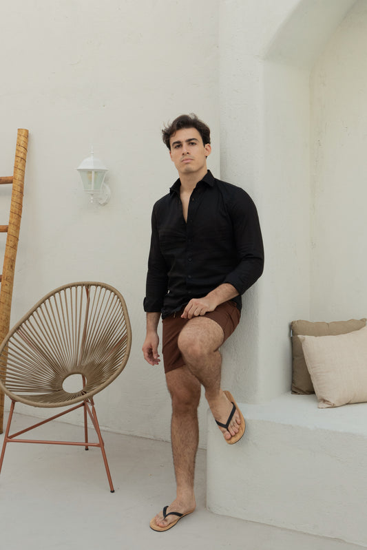 Camisa M/L Linho Premium - Preta