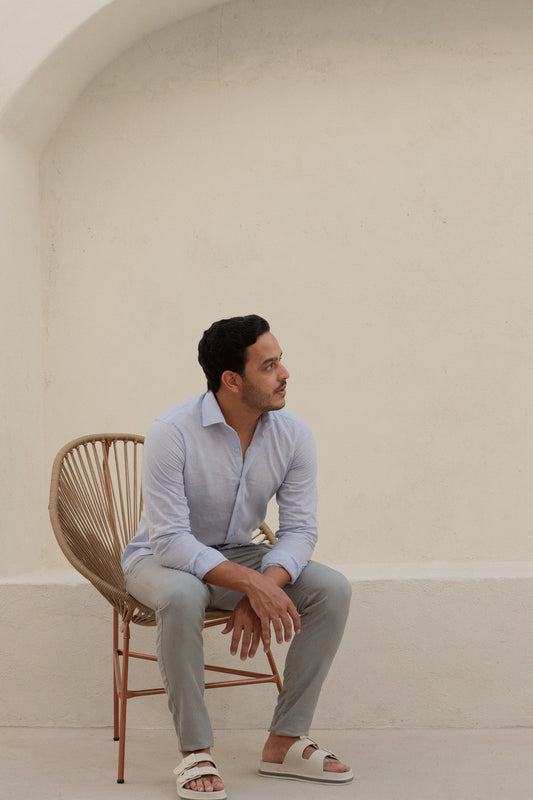 Camisa M/L Linho Premium - Azul Claro