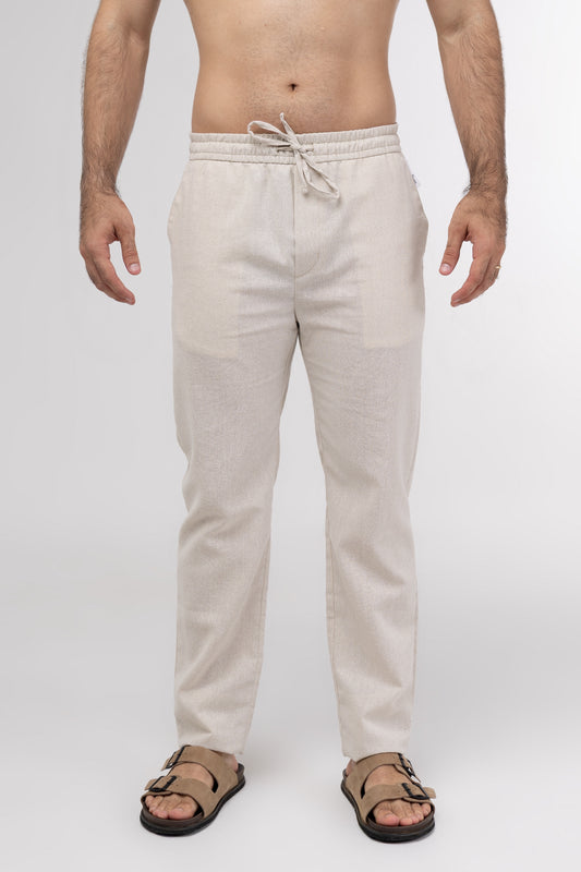 Calça Linho Elástico - Natural