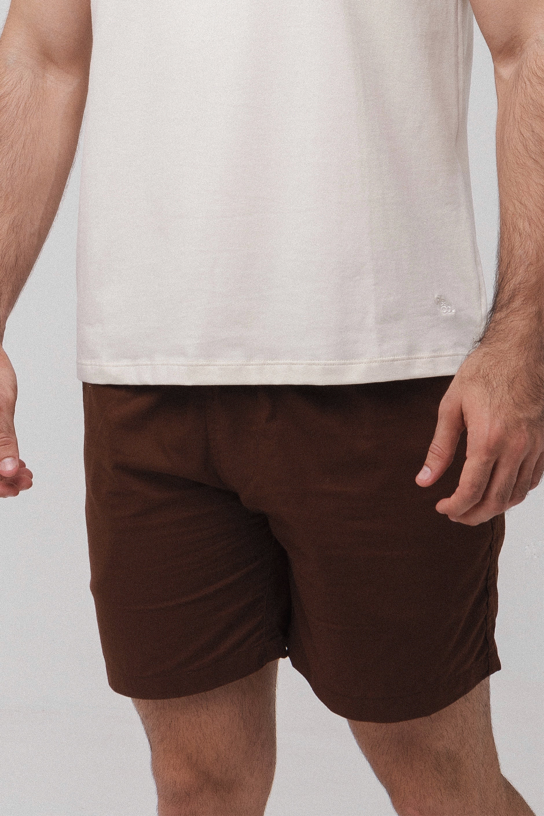 Short Linho c/ Elastano - Marrom