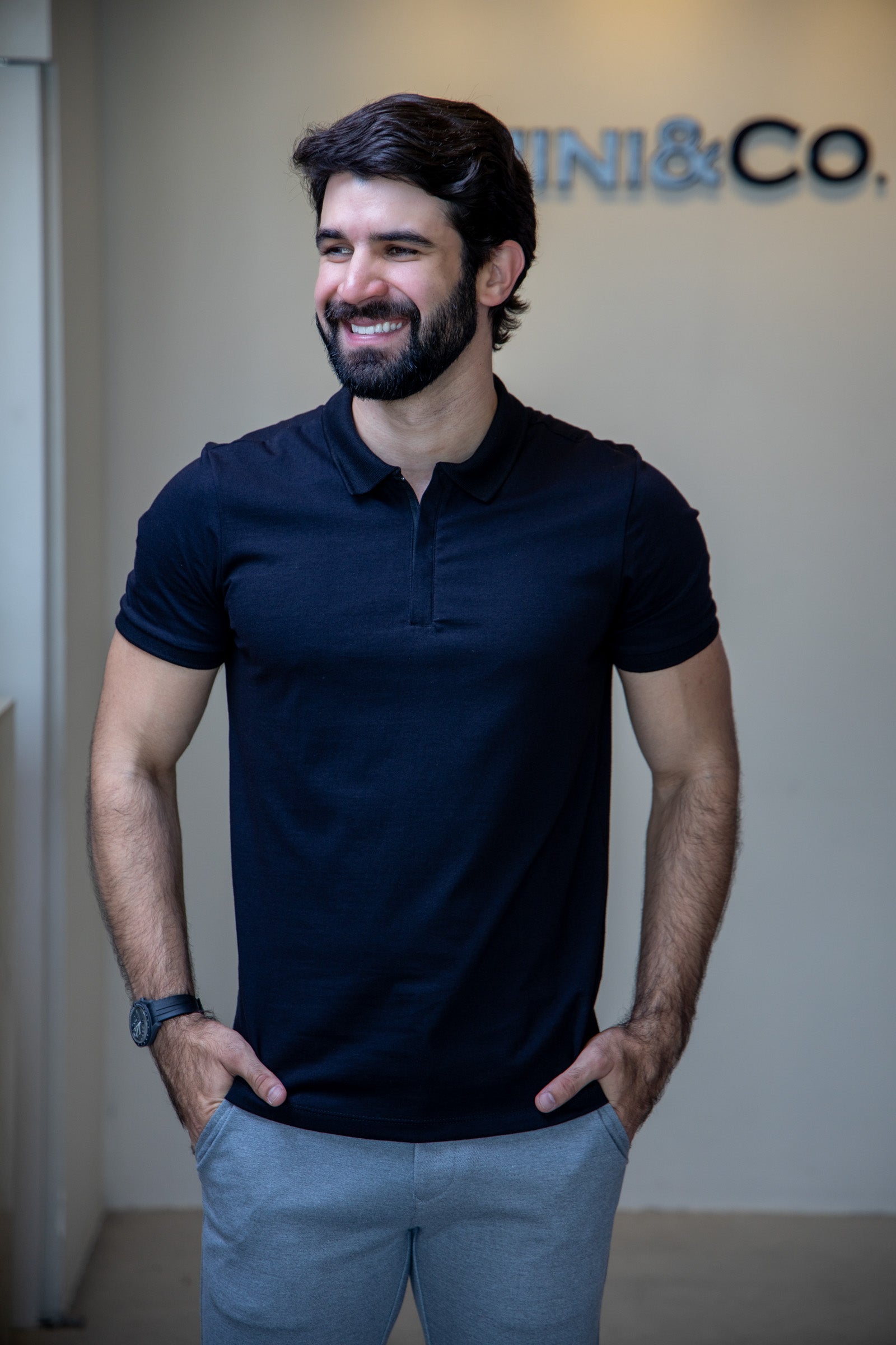 Camisa Polo Zíper - Preta
