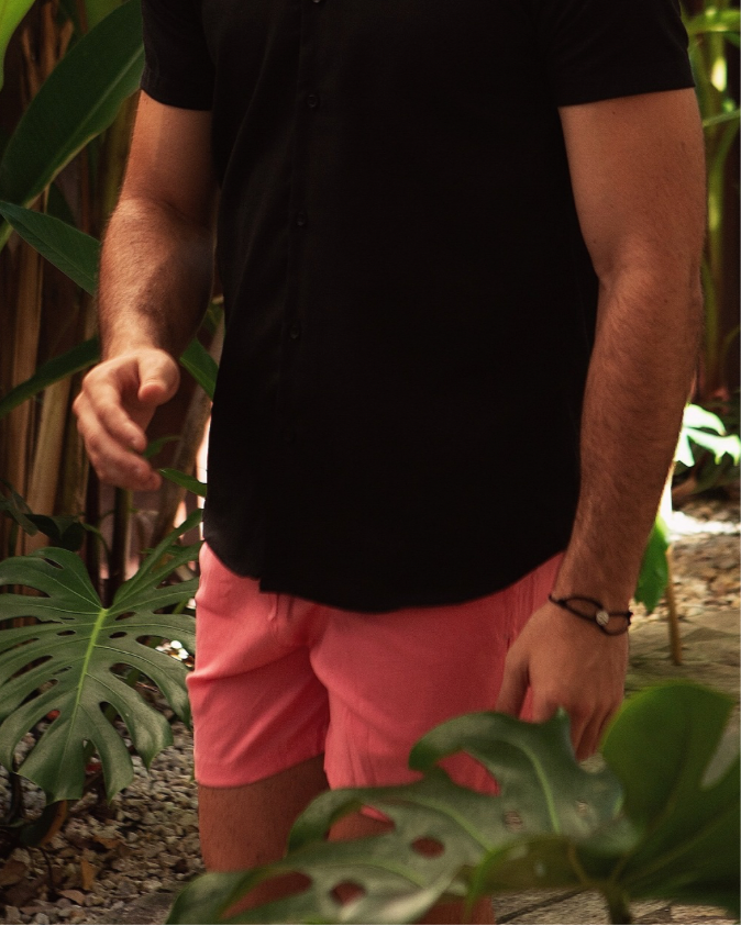 Short Linho c/ Elastano - Rosa