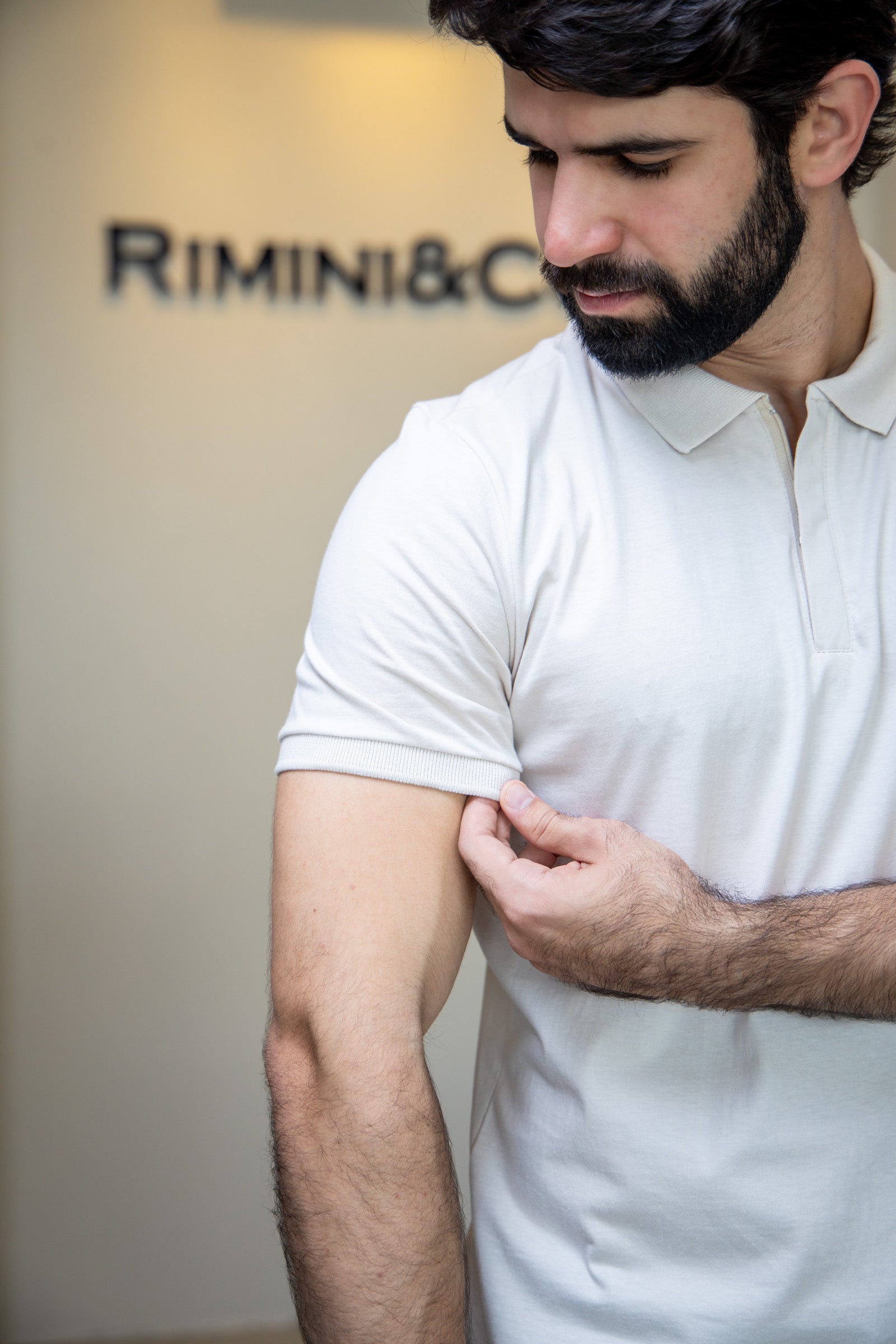 Camisa Polo Zíper - Bege