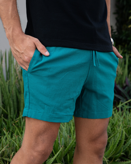 Short Linho c/ Elastano - Verde Água