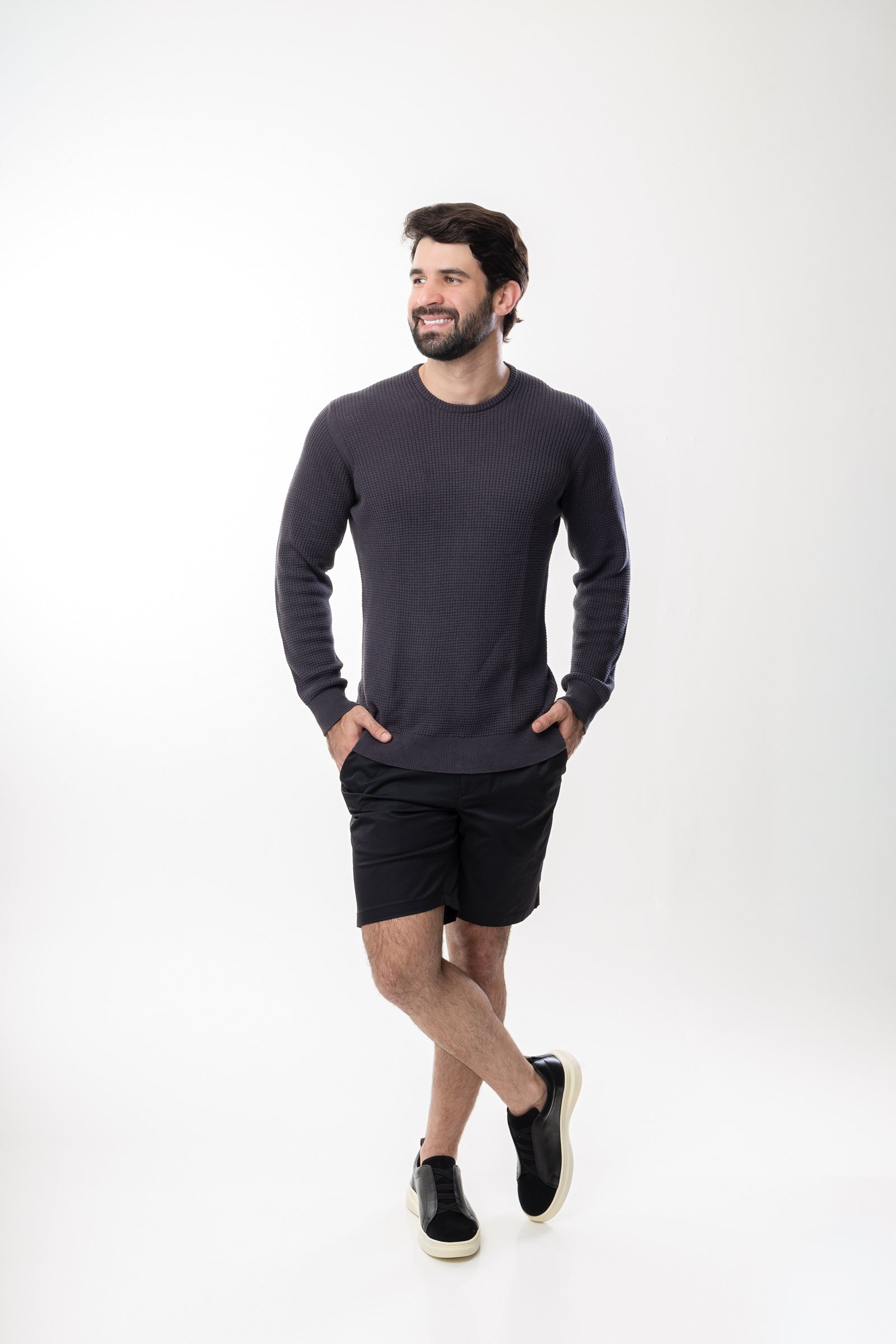 Tricot Gola Careca - Chumbo