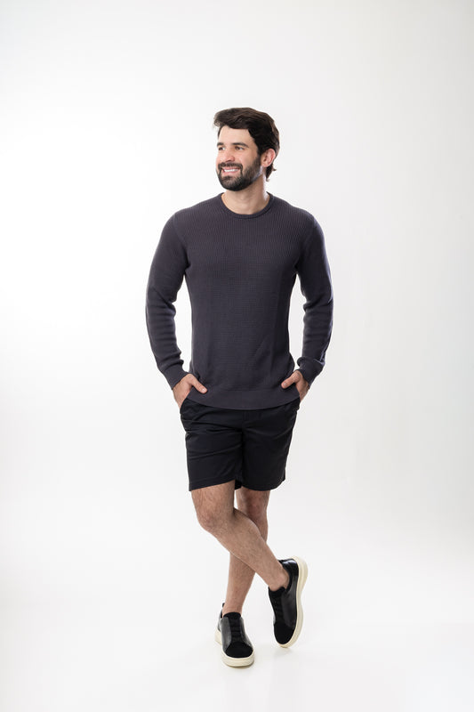 Tricot Gola Careca - Chumbo