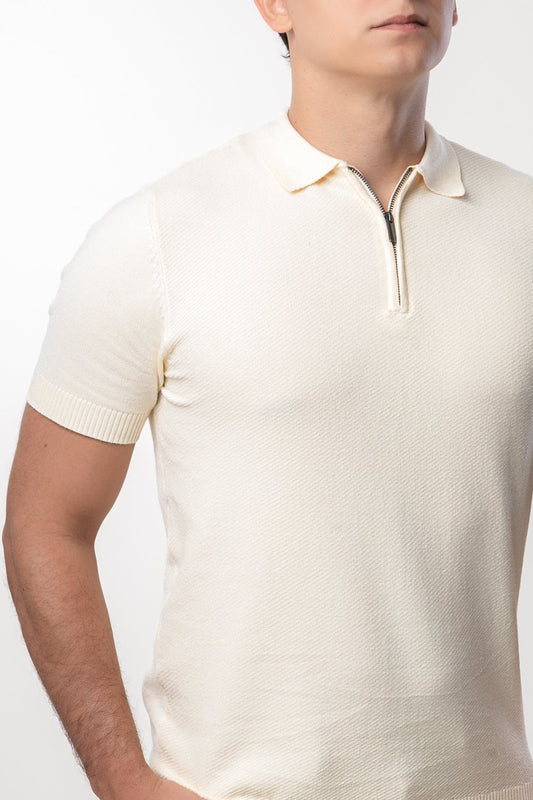 Polo Zíper Tricot - Off White