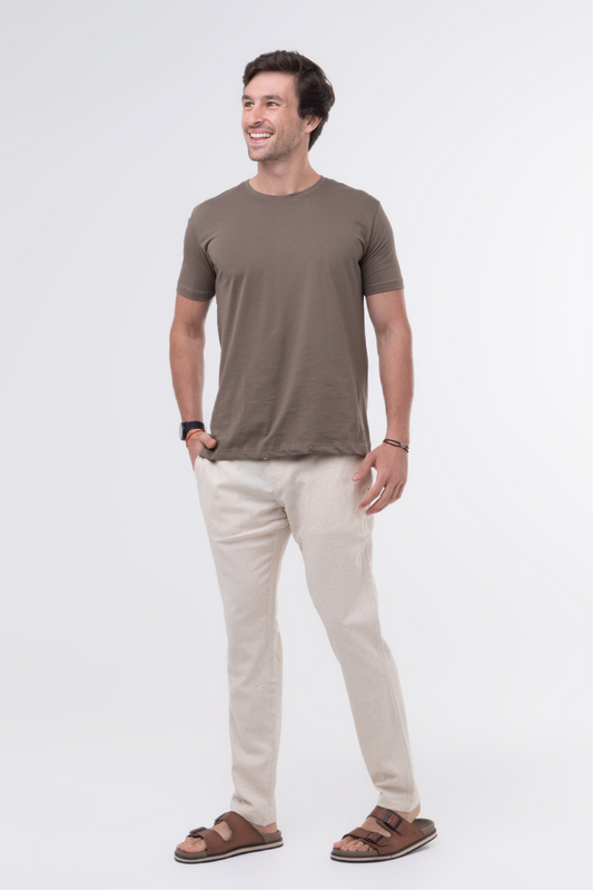 Calça Linho Capri - Natural