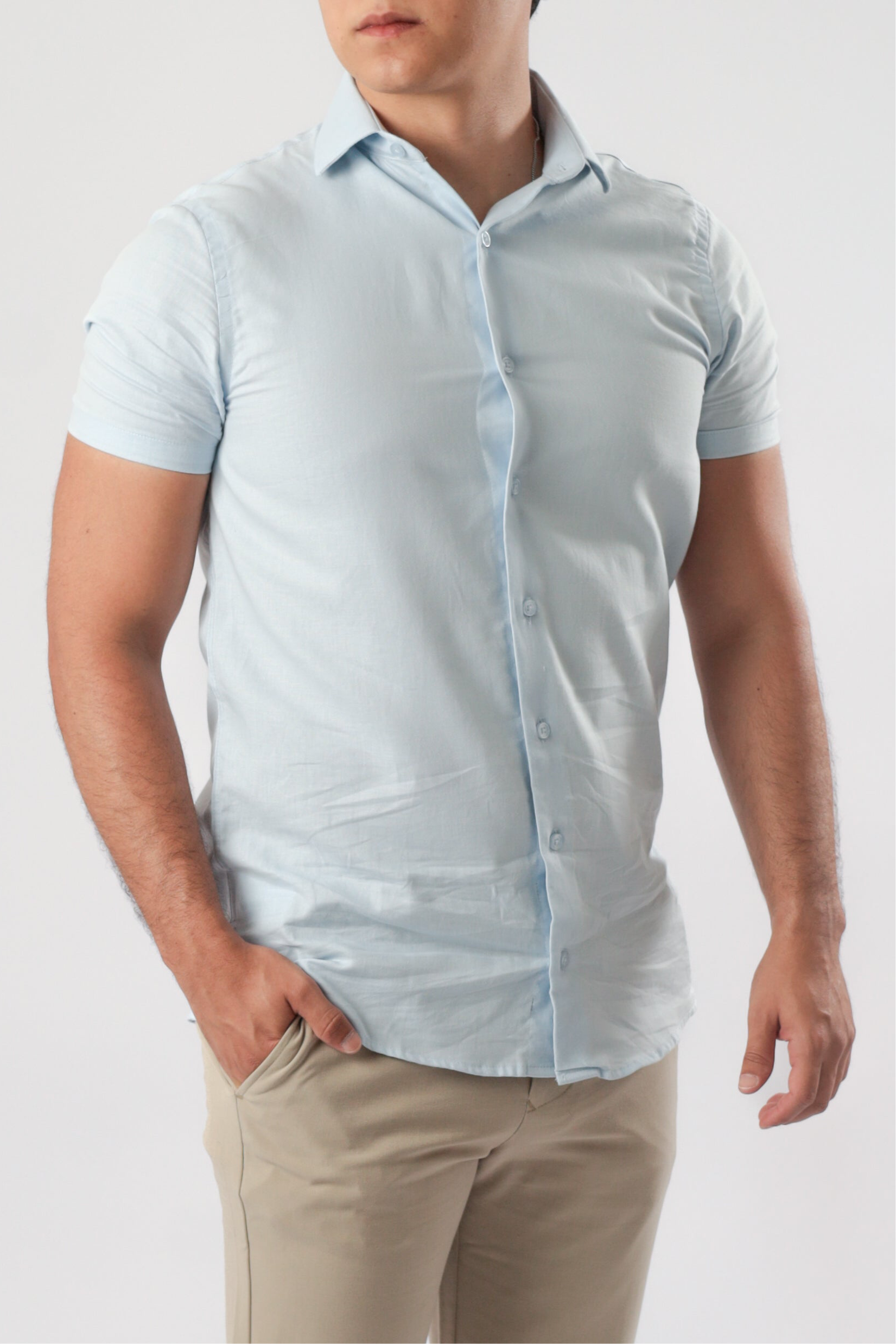 Camisa M/C Oxford - Azul Claro