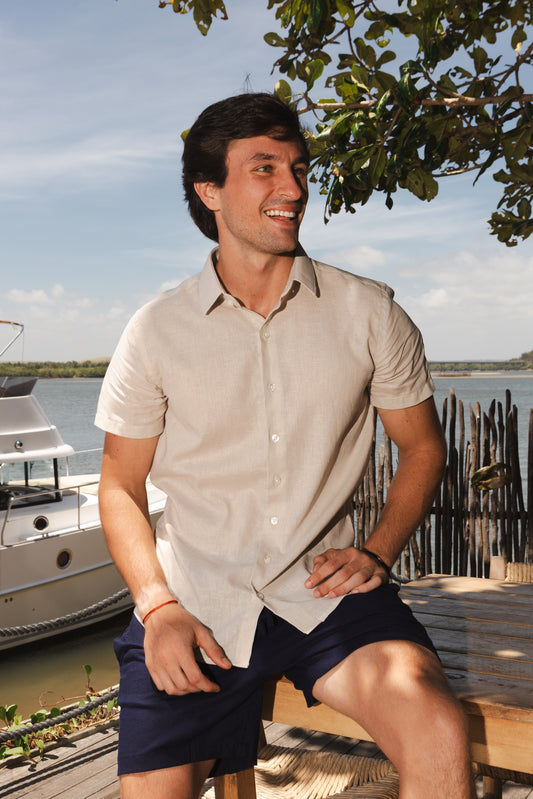 Camisa M/C Linho Premium - Bege