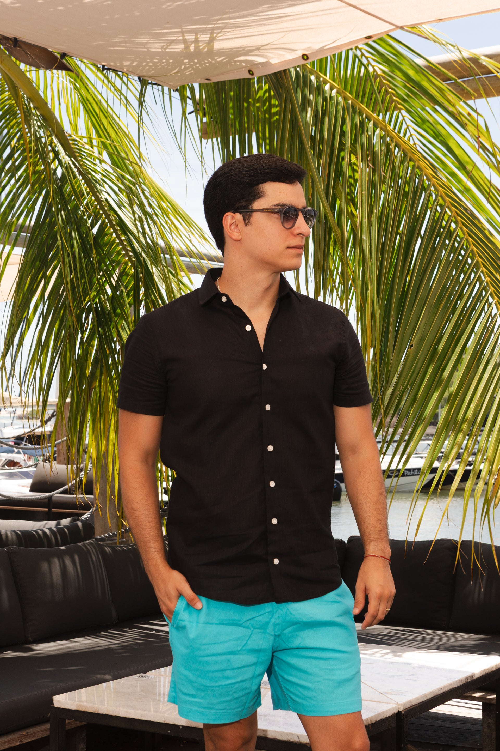 Camisa M/C Linho Premium - Preta