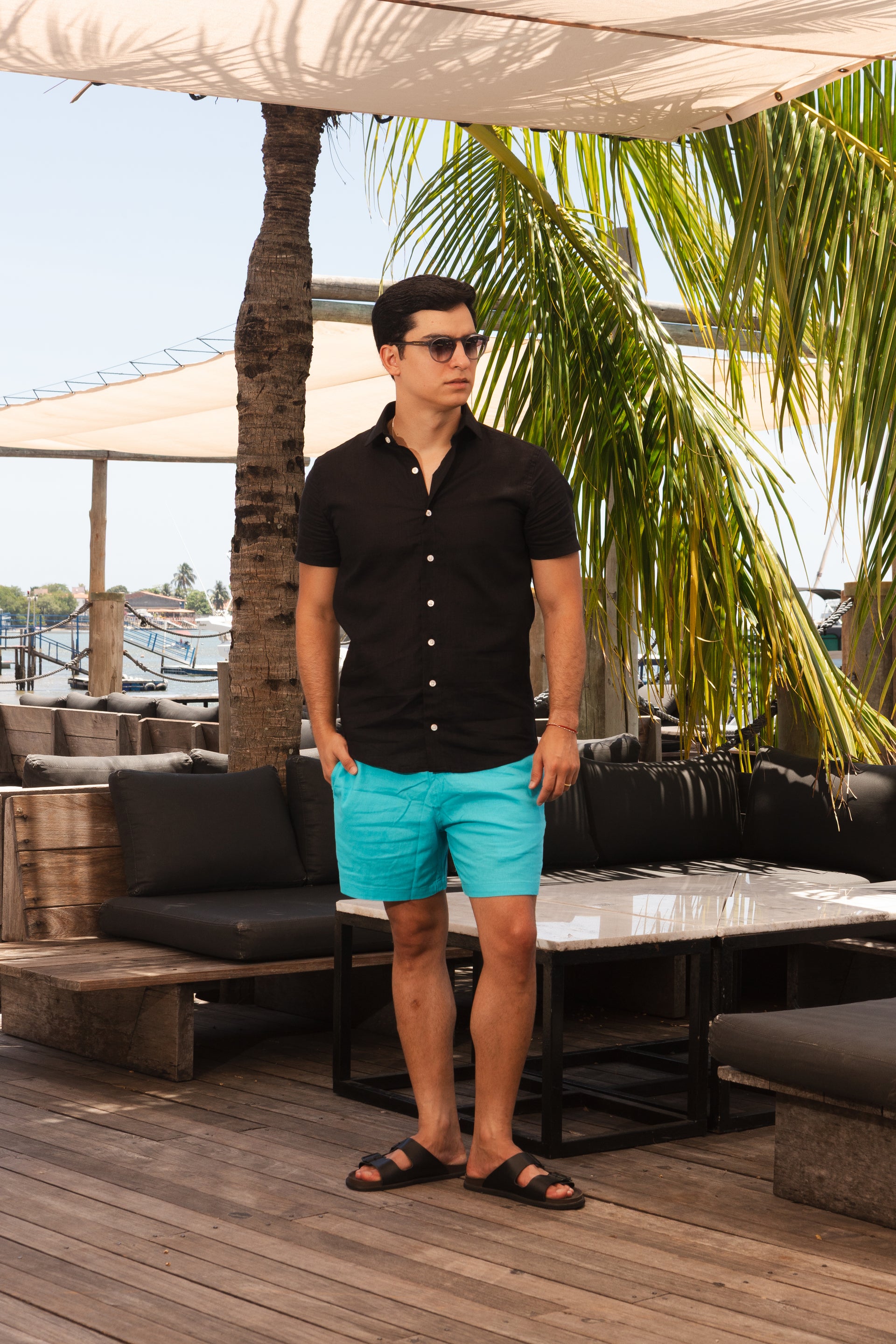 Camisa M/C Linho Premium - Preta