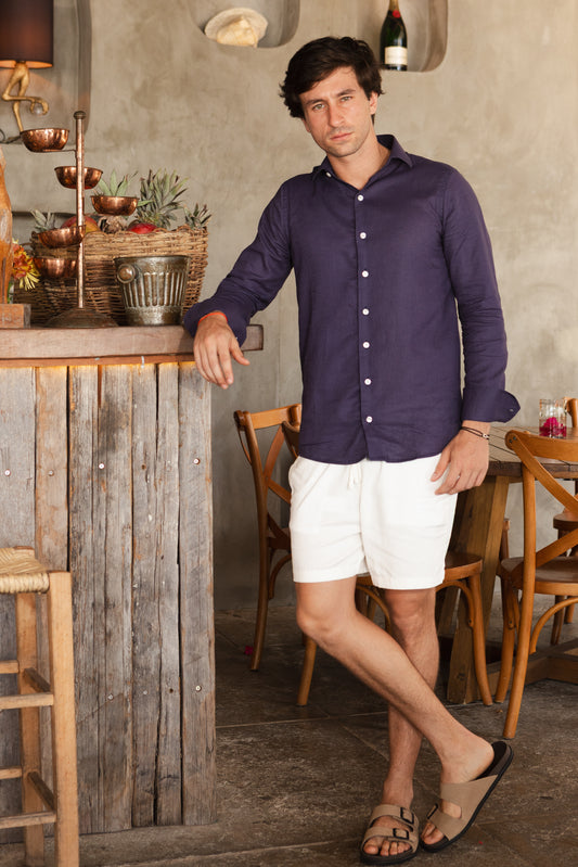 Short Linho c/ Elastano - Off White