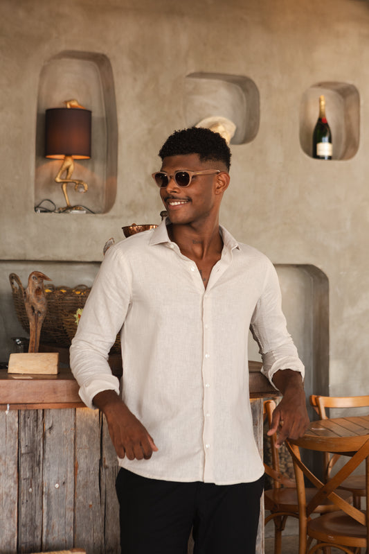 Camisa M/L Linho Premium - Bege