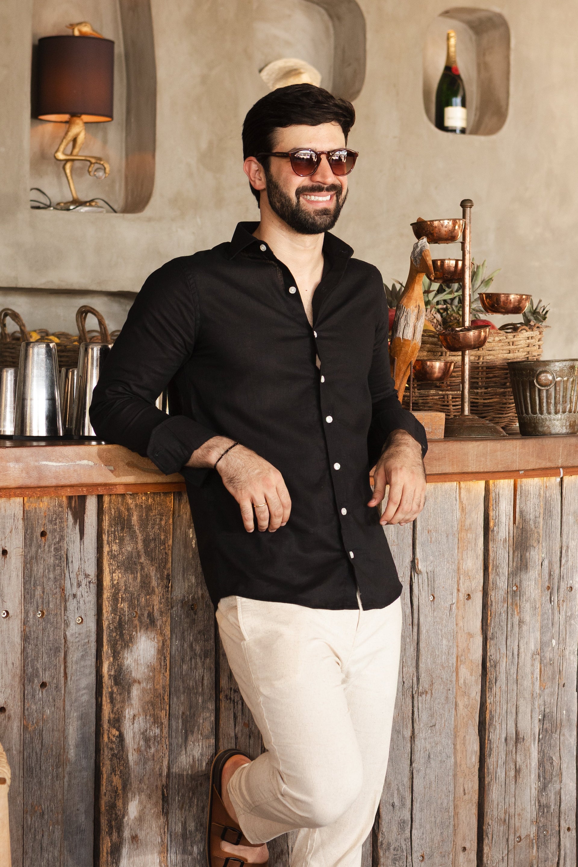 Camisa M/L Linho Premium - Preta