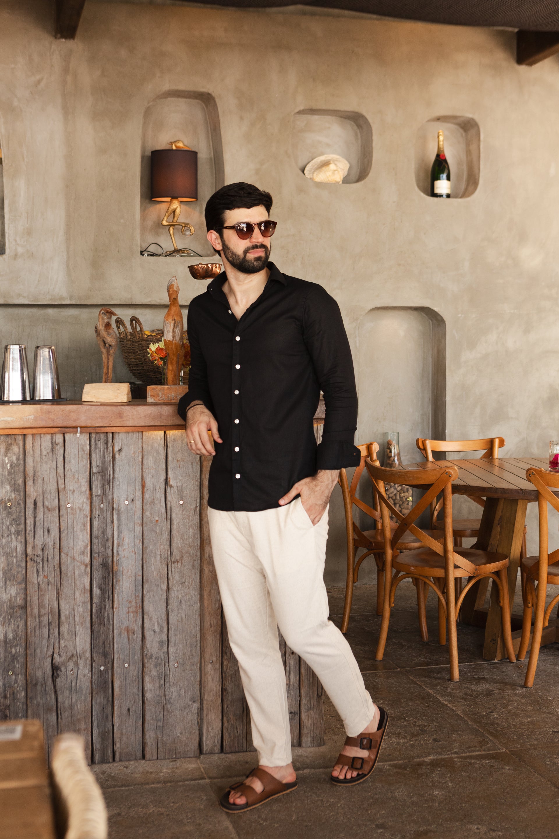 Camisa M/L Linho Premium - Preta