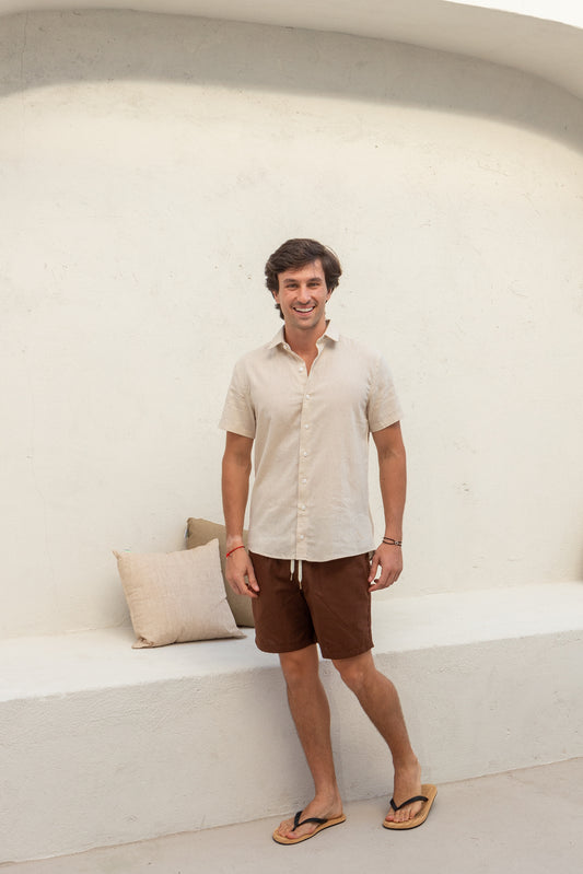 Camisa M/C Linho Premium - Natural