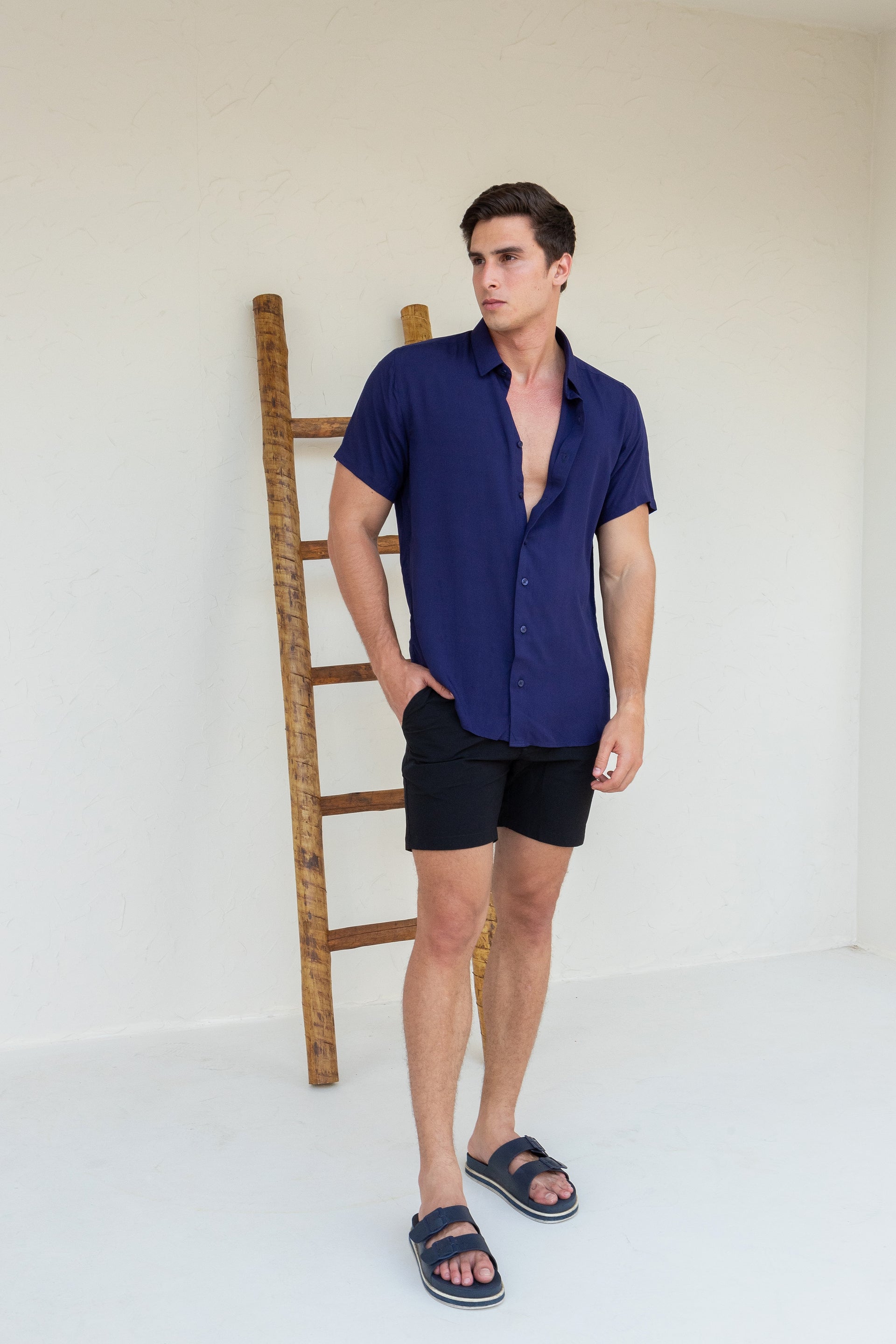 Camisa M/C Viscose - Marinho