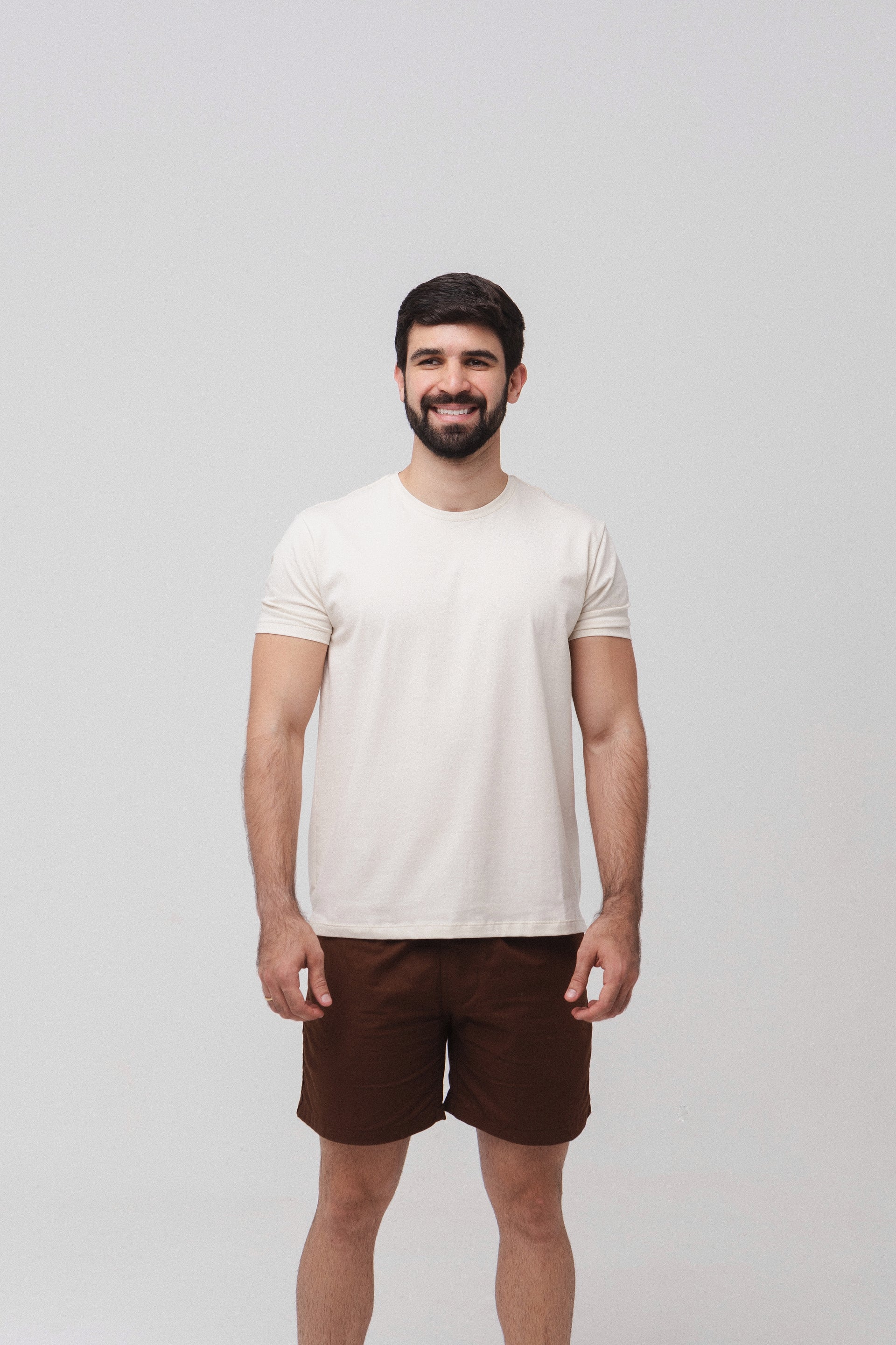 Short Linho c/ Elastano - Marrom