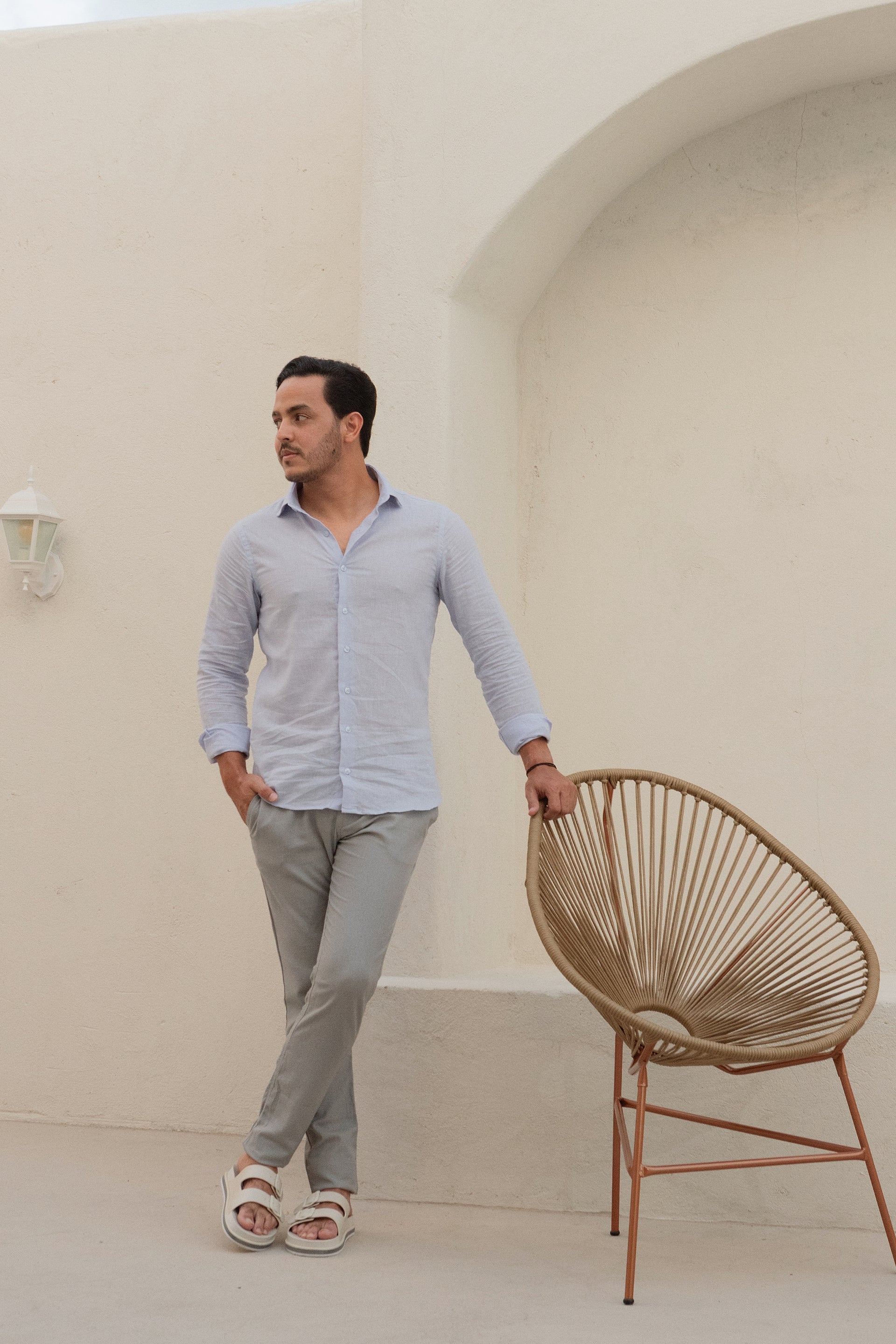 Camisa M/L Linho Premium - Azul Claro