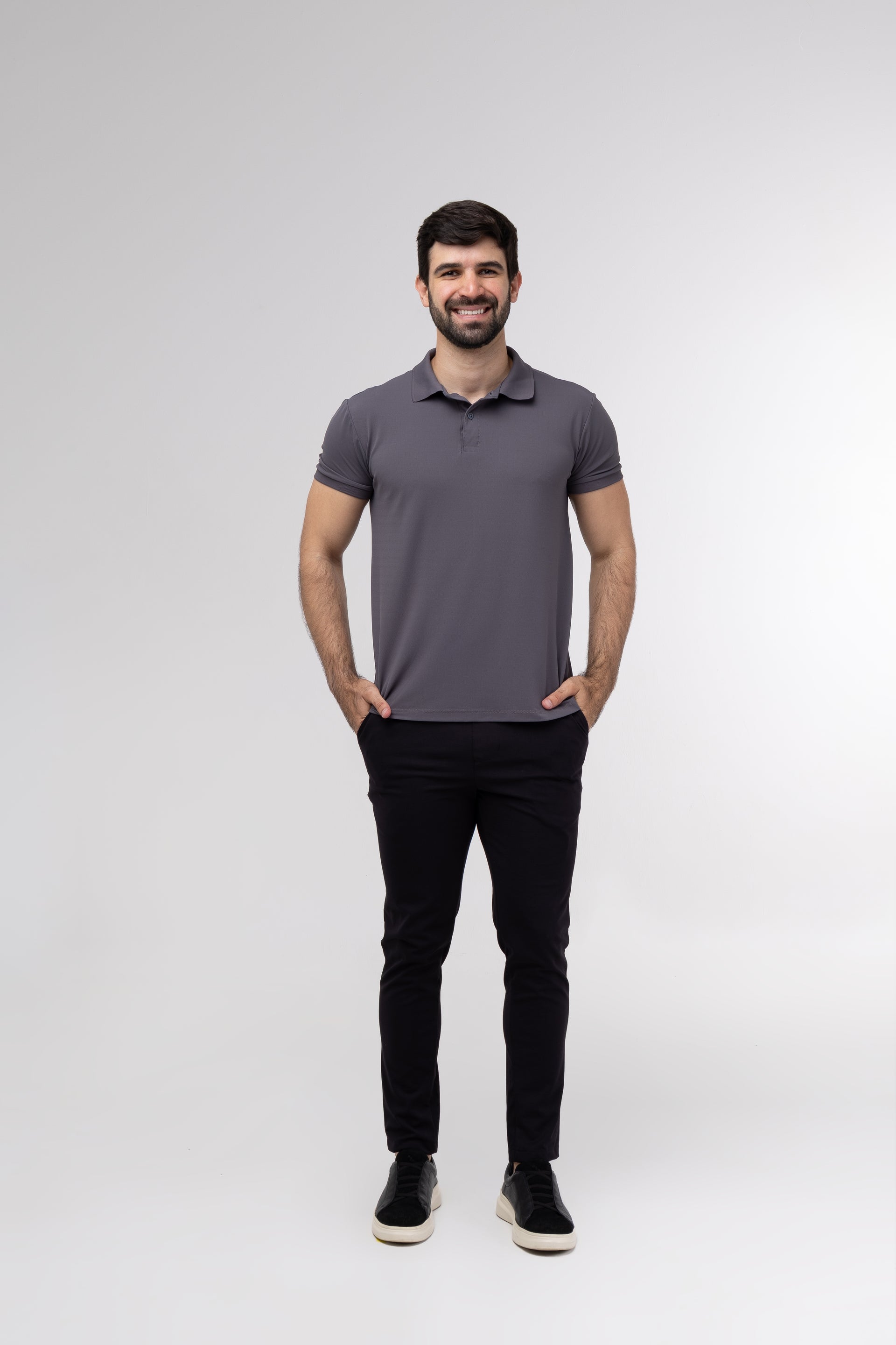Camisa Polo Tech - Chumbo