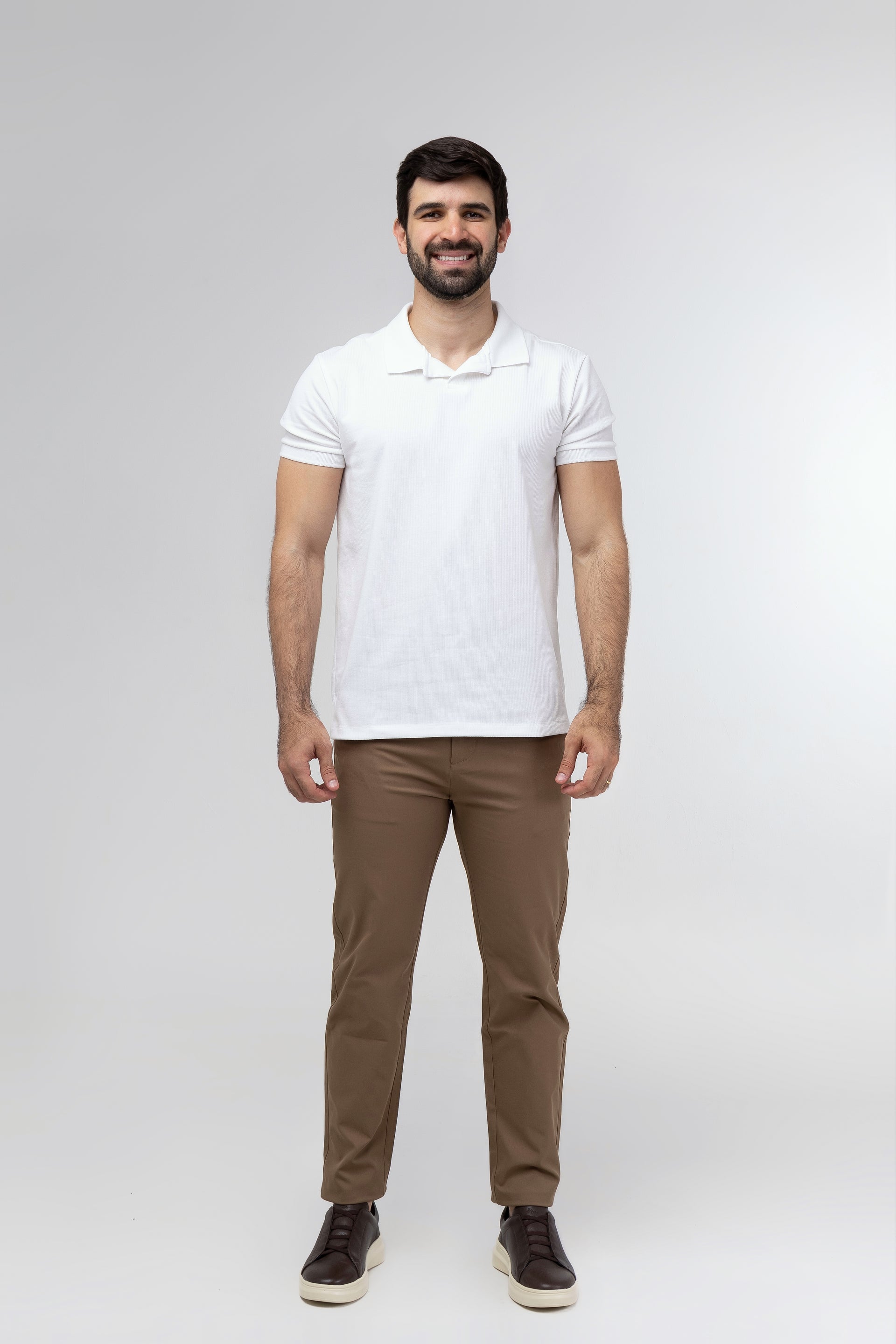 Camisa Polo Gola V - Branca