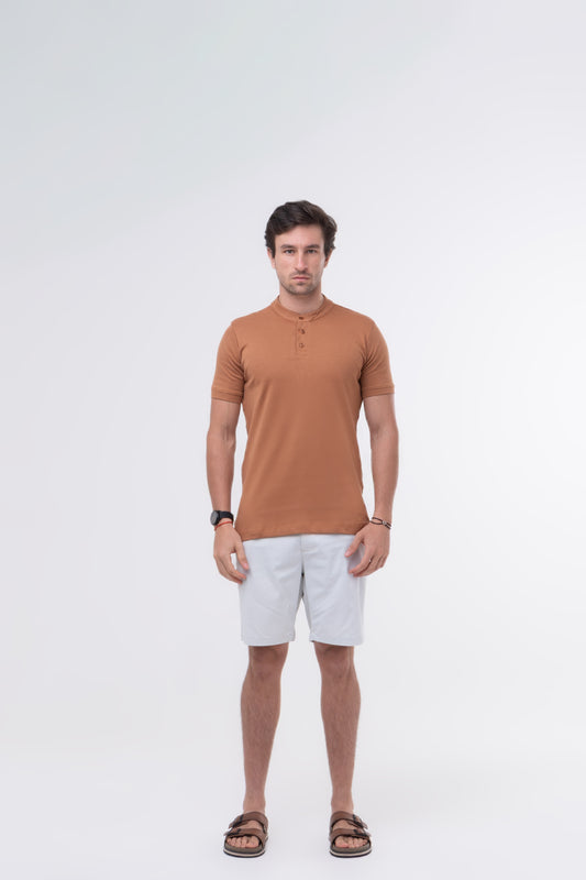 Camiseta Gola Mao - Marrom