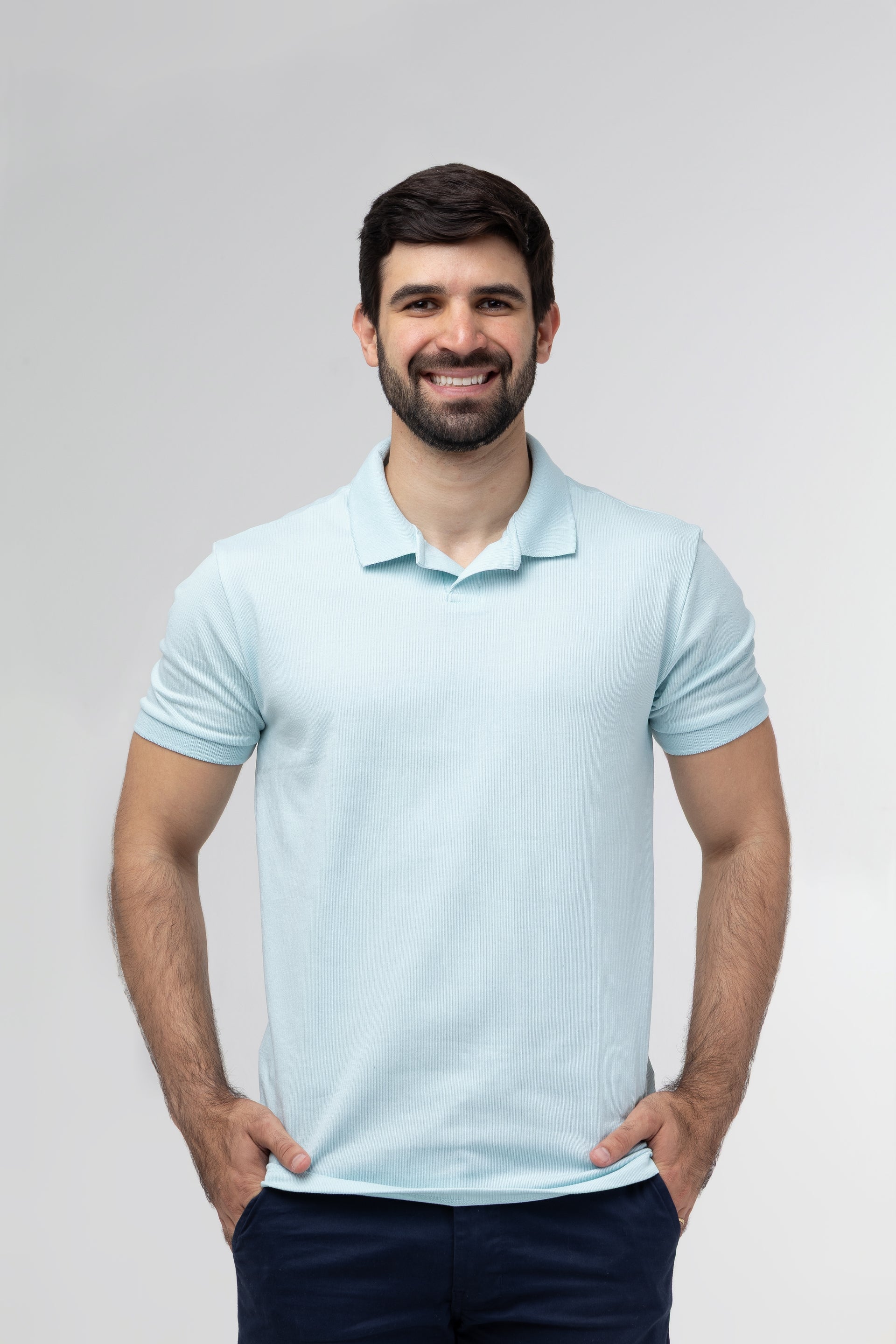 Camisa Polo Gola V - Azul Claro