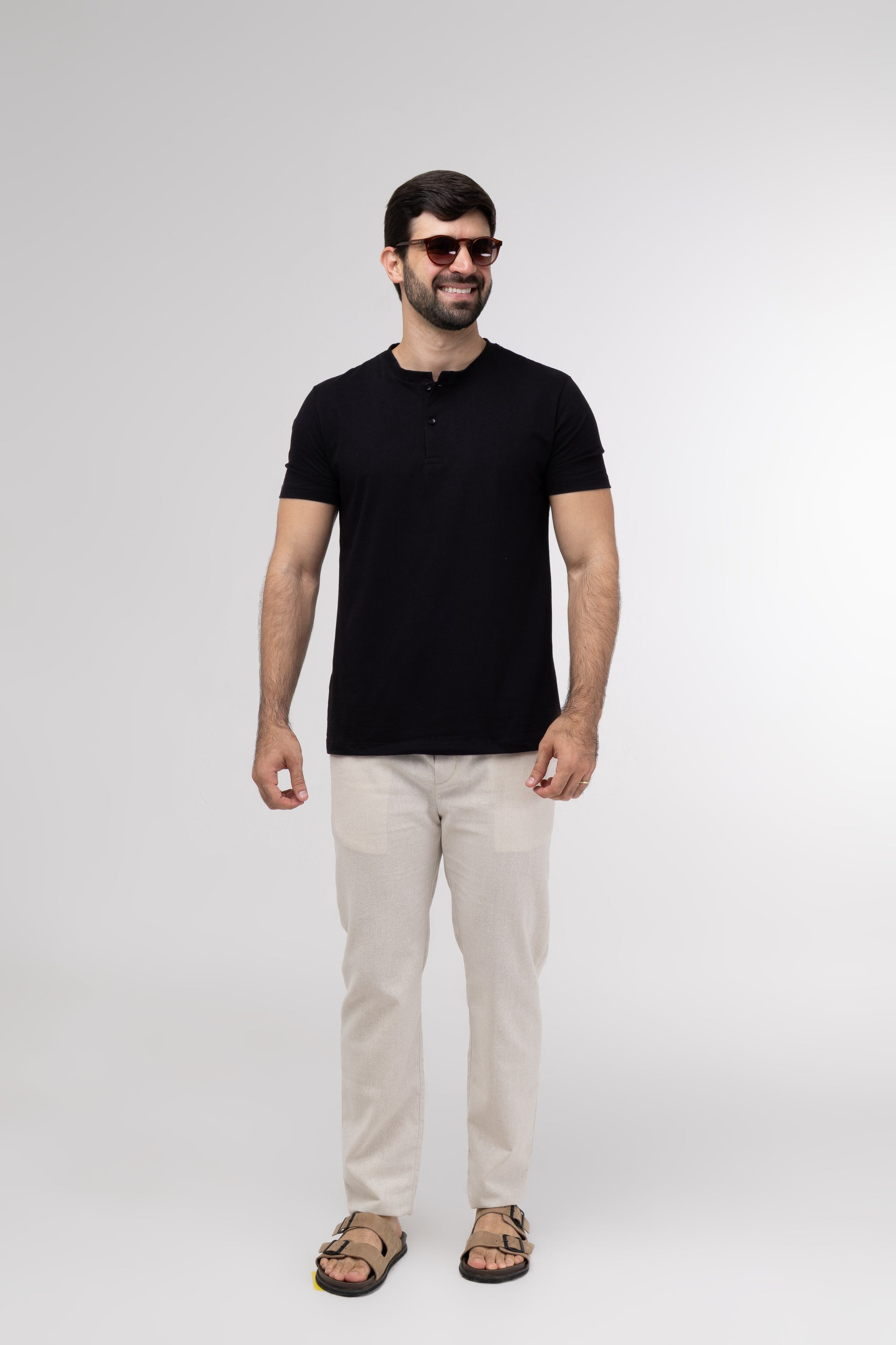 Calça Linho Elástico - Natural