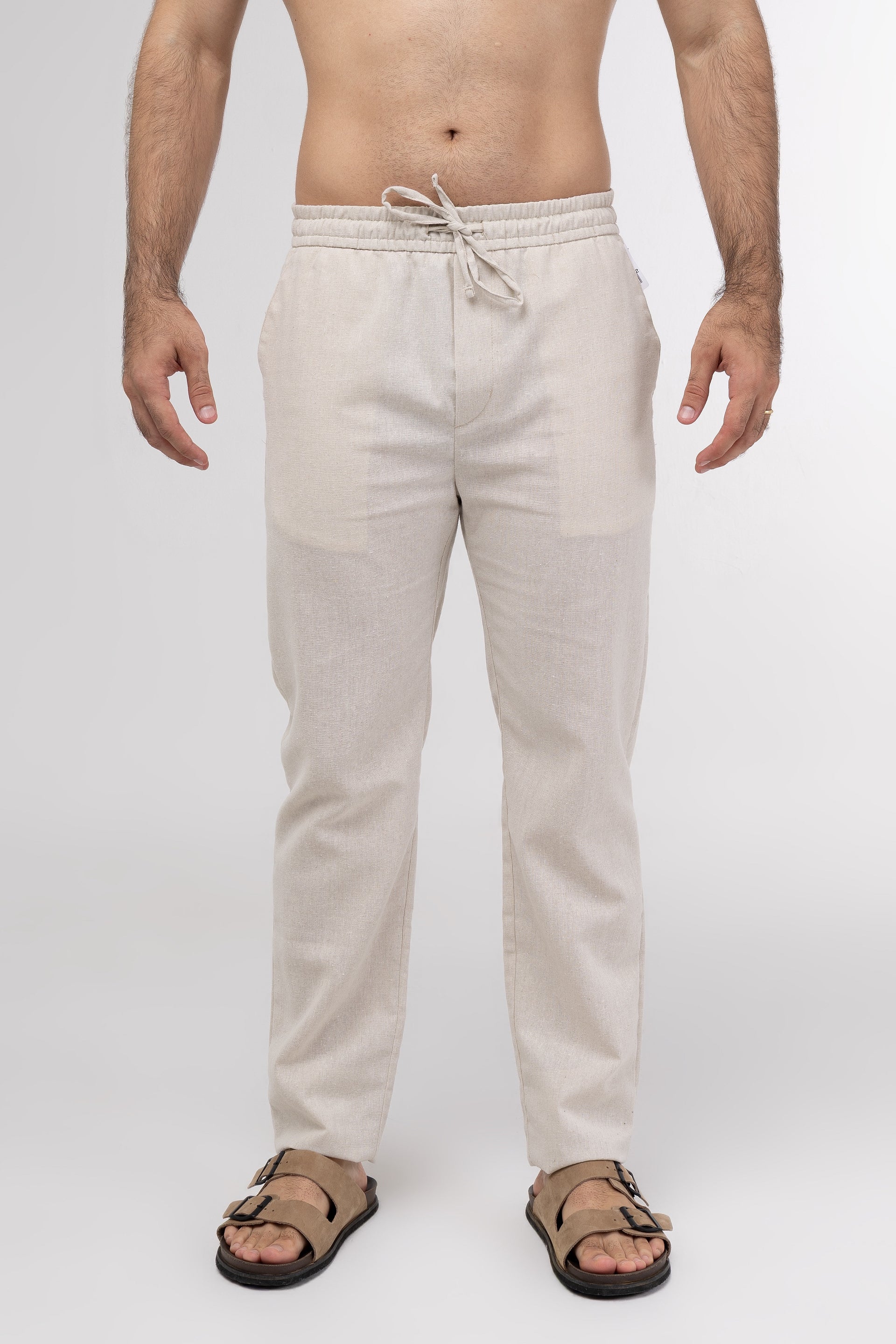 Calça Linho Elástico - Natural