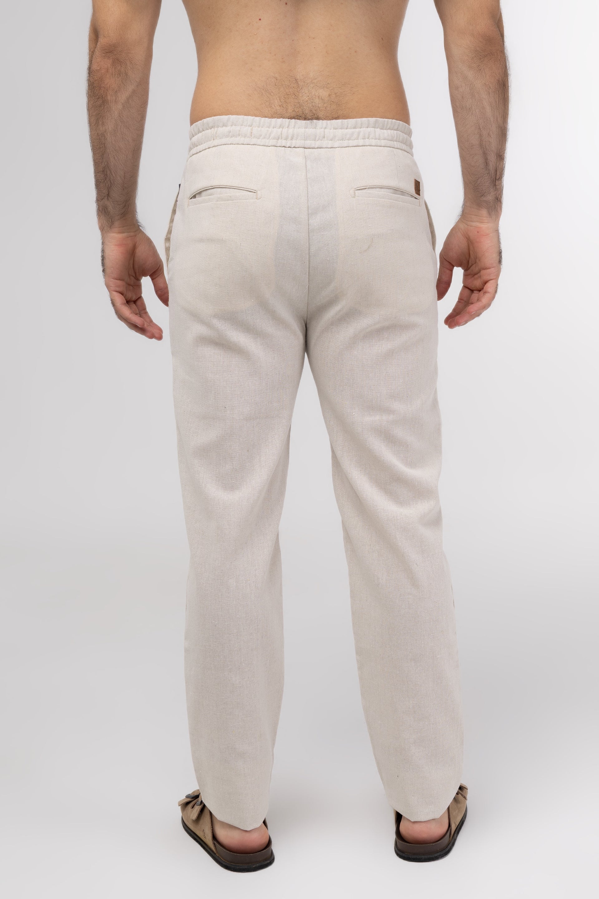 Calça Linho Elástico - Natural