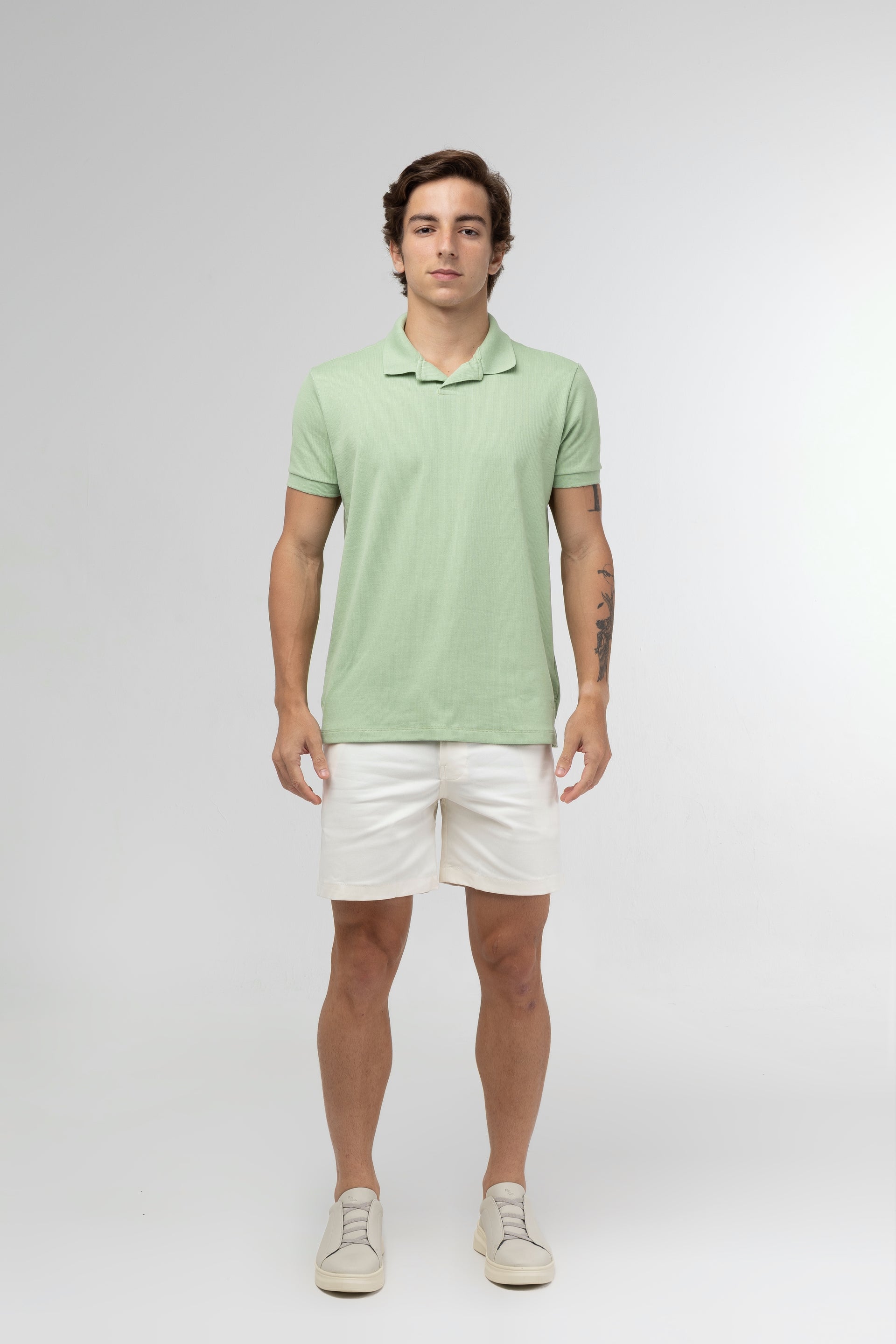 Camisa Polo Gola V - Verde Claro