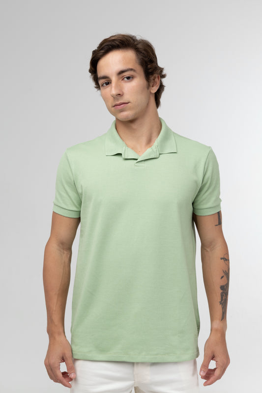 Camisa Polo Gola V - Verde Claro
